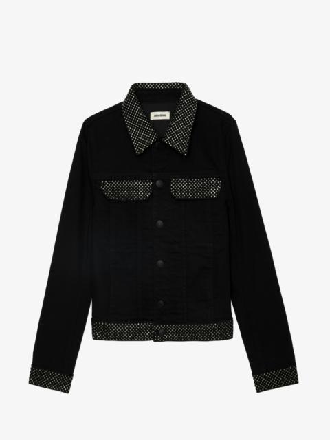 Zadig & Voltaire Kioky Black Denim Jacket with Rhinestones