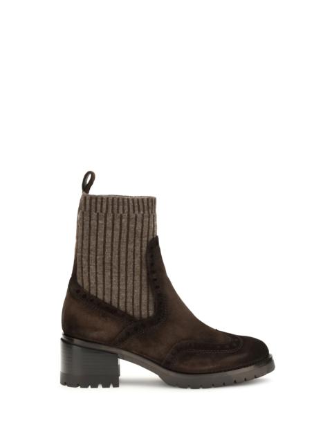 Santoni Santoni Suede Ferret Boots Dark Brown Women