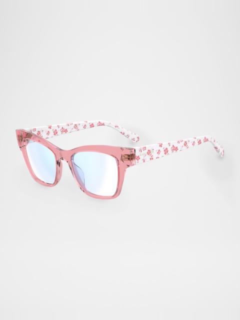 kate spade myno cat eye blue block reading glasses, 2.0 strength