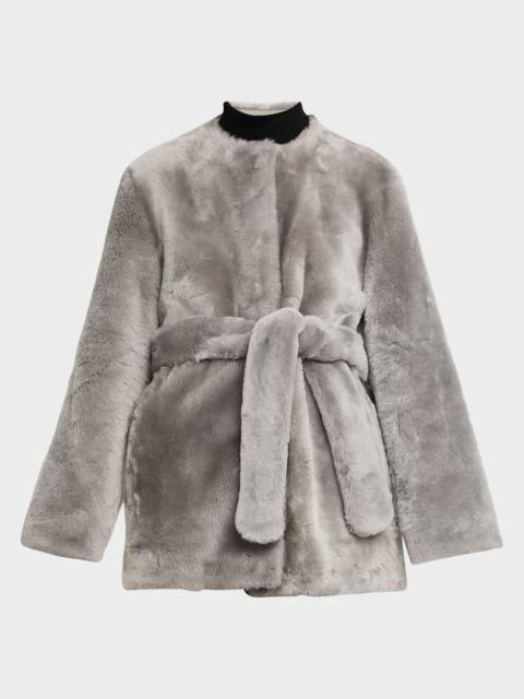 TOTEME Plush Shearling Belted Coat