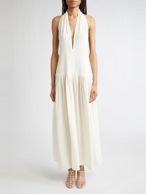 Proenza Schouler Proenza Schouler Tala Drop Waist Halter Georgette Maxi Dress in Cream at Nordstrom