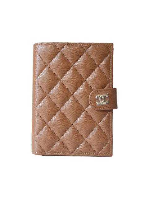 CHANEL Chanel Caviar Quilted Passport Holder Wallet Camel