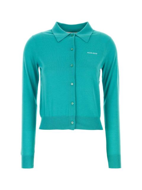 Turquoise Cashmere Blend Cardigan