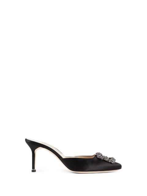 Manolo Blahnik Hangimisu Satin Buckle Mules