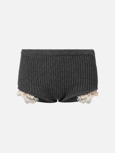 MAGDA BUTRYM Crochet-trimmed cashmere shorts