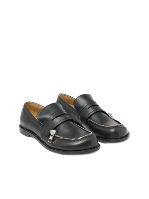 zip-detail penny loafers
