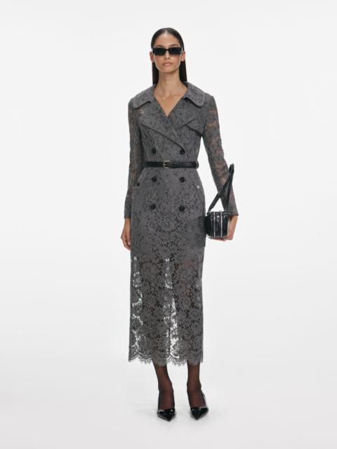 self-portrait Grey Floral Lace Midi Dress