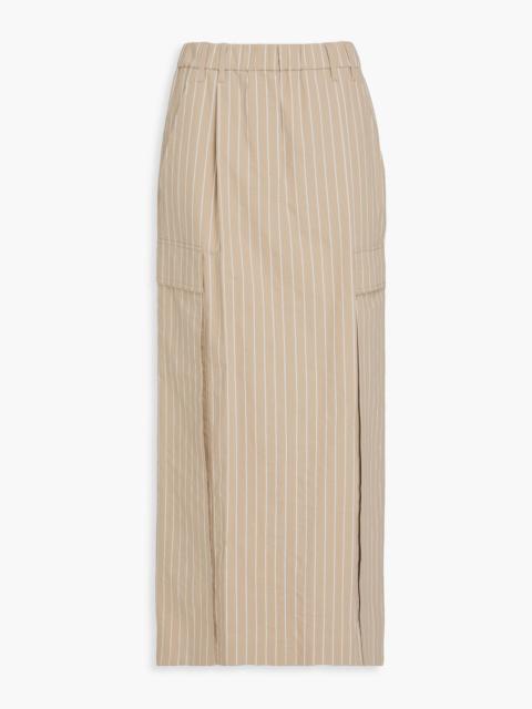 Brunello Cucinelli Striped cotton and silk-blend maxi skirt