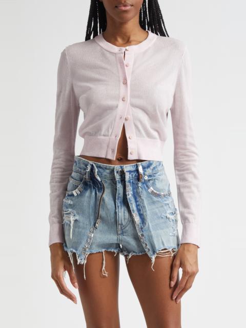 Alexander Wang Alexander Wang Crystal Hotfix Crop Cardigan in Light Pink at Nordstrom