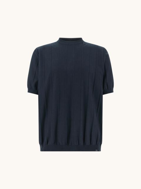 Paul & Shark CREW‑NECK SWEATER IN PIUMA COTTON WITH LINEN DETAILS