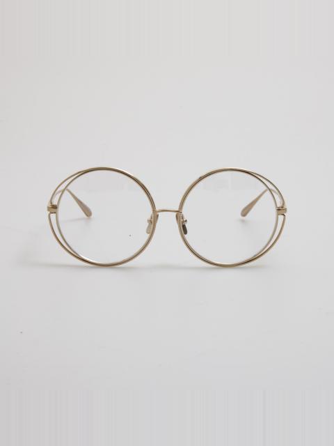 LINDA FARROW Selene Round Optical Frame in Light Gold