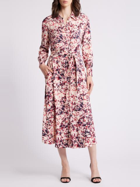 BOSS BOSS Davivio Tie Belt Long Sleeve Shirtdress in Hope Flower Fantasy at Nordstrom