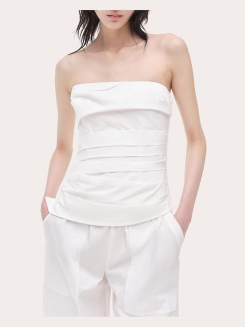 SIMKHAI Emerson Poplin Ruched Bustier Top