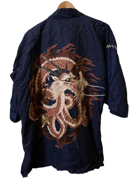 Other Designers Japanese Classic Script - Vtg Haori Noragi Kimono Dragon Natives Crazy Print Wrap