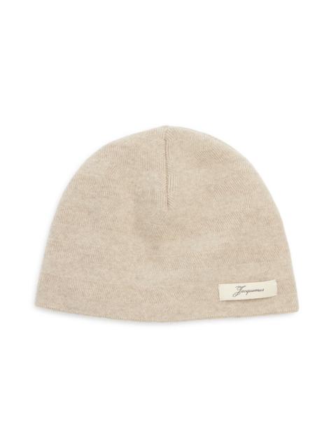 JACQUEMUS Jacquemus Le Bonnet Chevron Virgin Wool & Cashmere Beanie in Light Beige at Nordstrom