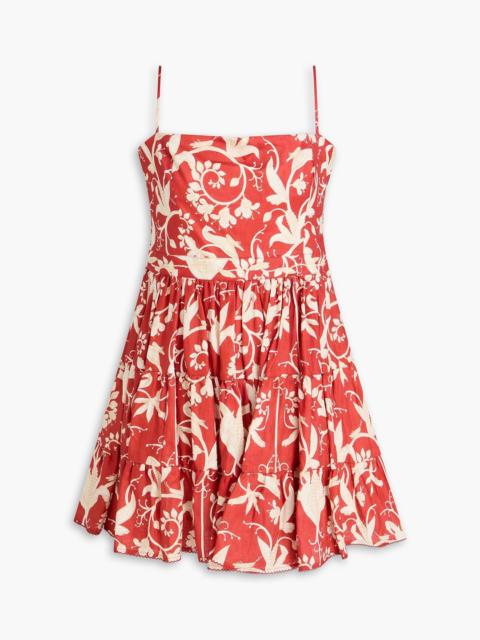 Agua by Agua Bendita Lima Maiz tiered printed cotton mini dress