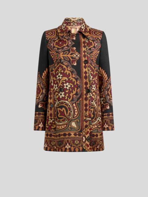 Etro DOUBLE-BREASTED WOOL-BLEND JACQUARD COAT WITH FLORAL MOTIF