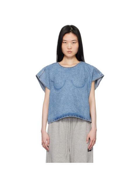 pushBUTTON Blue Bra Point Sleeveless Denim Top