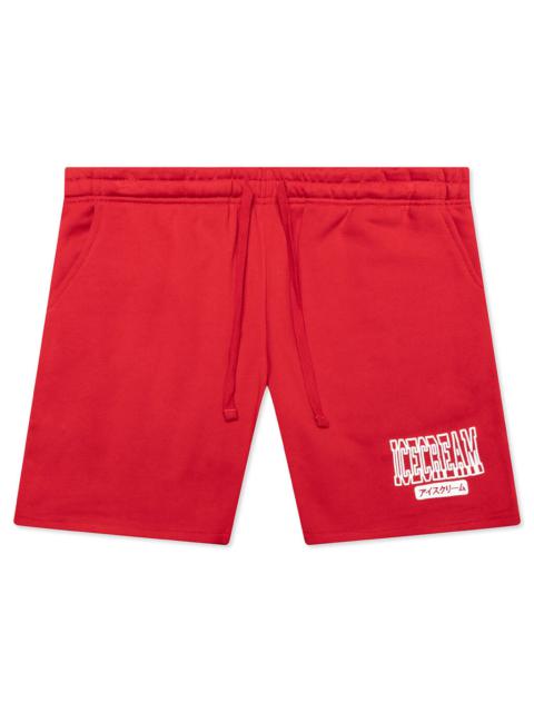 ICECREAM COLLEGE SWEATSHORTS - HAUTE RED