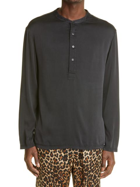 TOM FORD Henley Stretch Silk Pajama Shirt