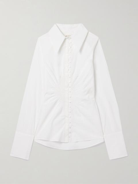 S.S.DALEY Eeva Ruched Cotton-poplin Shirt