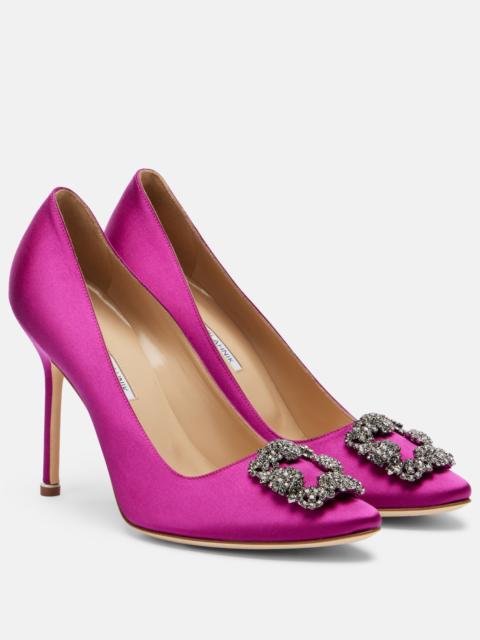 Manolo Blahnik Hangisi embellished satin pumps