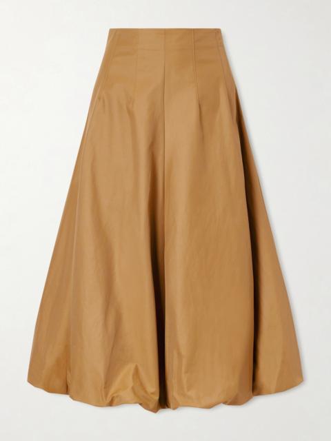 TWP Full Intentions Gathered Cotton-blend Canvas Midi Skirt