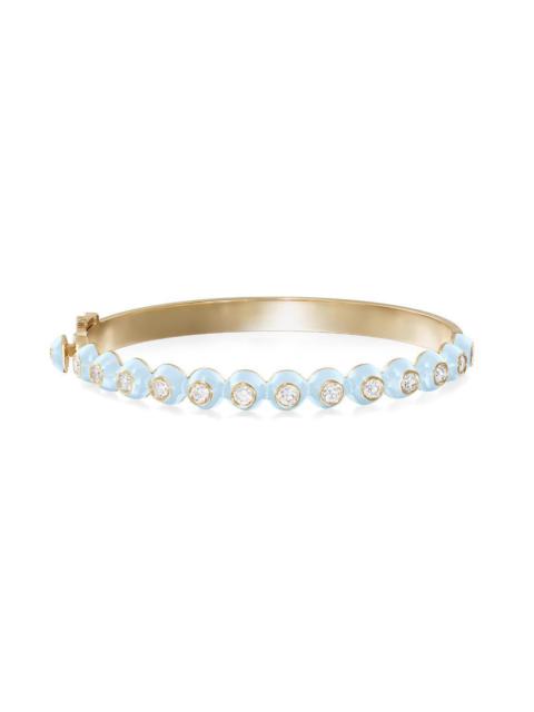 MELISSA KAYE Pastel Blue Audrey Diamond Hinged Bangle Bracelet