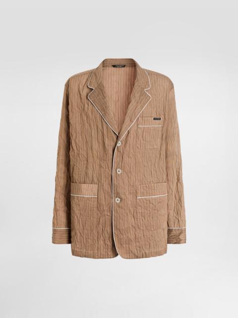 Dolce & Gabbana Crinkled striped fabric shirt-style vanity robe