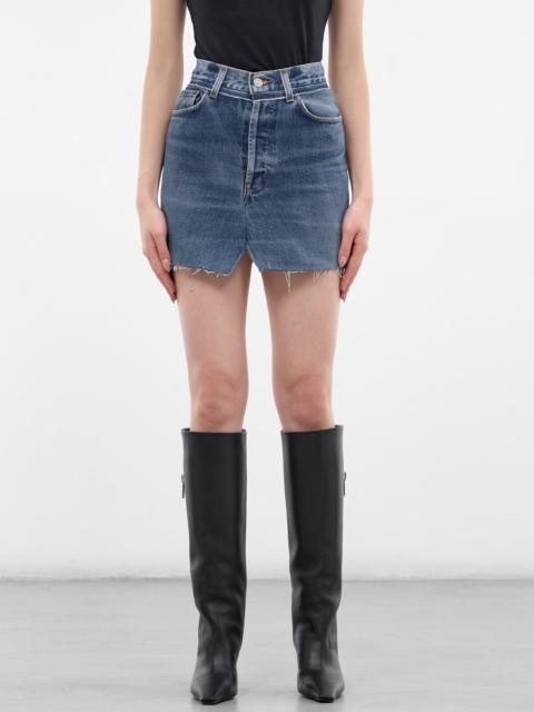VETEMENTS Blue Cut-Up Denim Mini Skirt