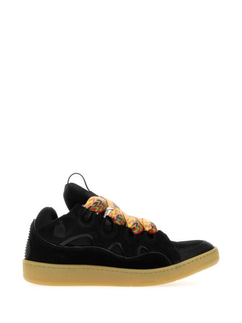 Lanvin Lanvin Men Black Leather And Fabric Curb Sneakers