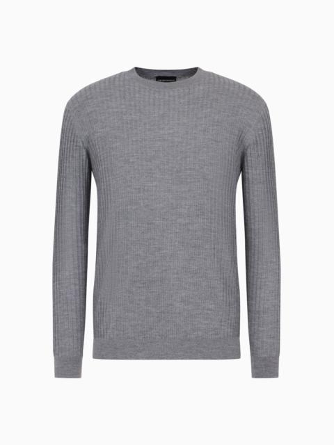 EMPORIO ARMANI Travel Essentials ribbed-effect virgin-wool jumper