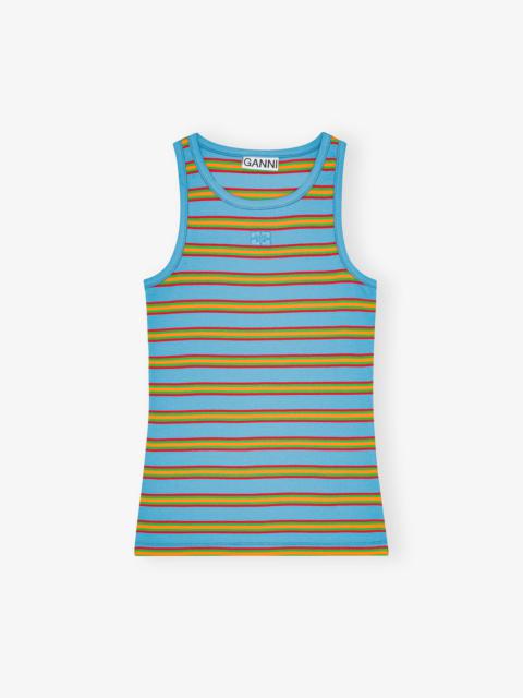 GANNI MULTICOLOR STRIPED RIB TANK TOP