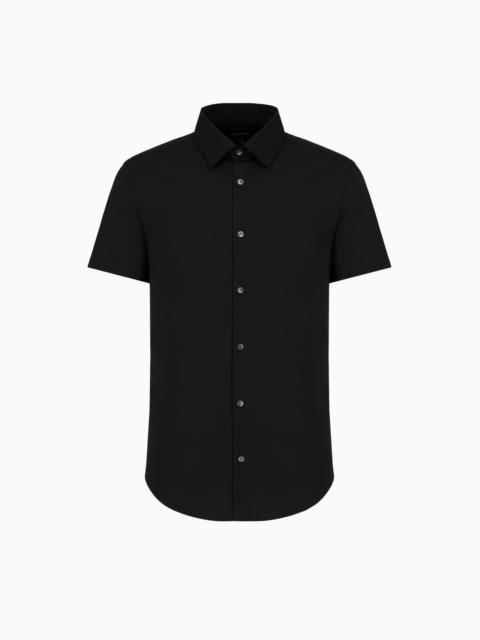 EMPORIO ARMANI Short-sleeved, stretch nylon-blend shirt