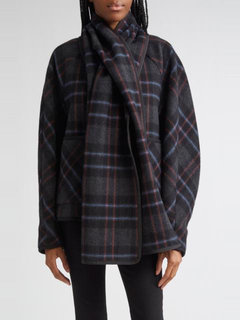 VERONICA BEARD Veronica Beard Martine Plaid Wool Blend Dickey Scarf Coat in Black Multi at Nordstrom