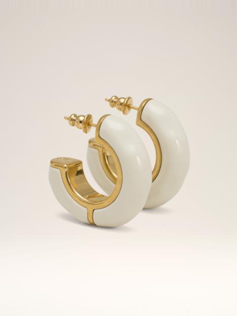 AMI Paris WHITE BRASS HAMMERED LACQUERED EARRINGS