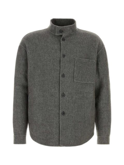 GIORGIO ARMANI Giorgio Armani Men Grey Silk Blend Overshirt