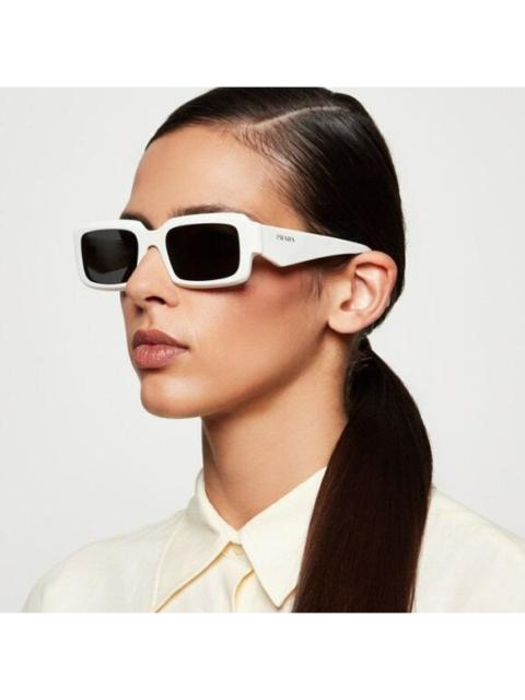 Prada SALE! NEW Prada PR27ZS 17K08Z Talc White Dark Grey Unisex Rectangle Sunglasses