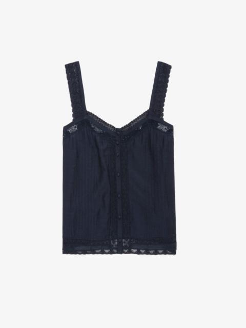 Zadig & Voltaire Celite Navy Lace Camisole