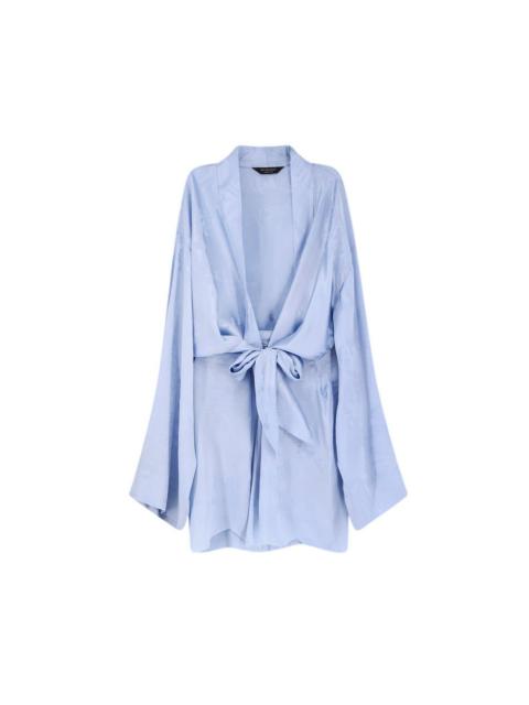 BALENCIAGA BALENCIAGA Blue Silk Wrap Shirt Dress New & Authentic (Women