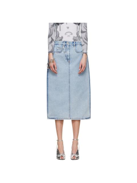 pushBUTTON Blue Back Panty Square Denim Midi Skirt