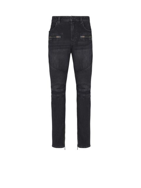 Balmain Biker jeans in black vintage denim