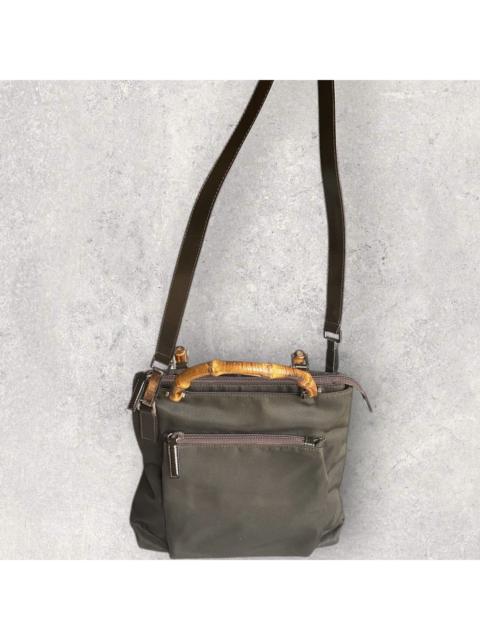 GUCCI Vintage Gucci Bamboo Canvas Shoulder Bag