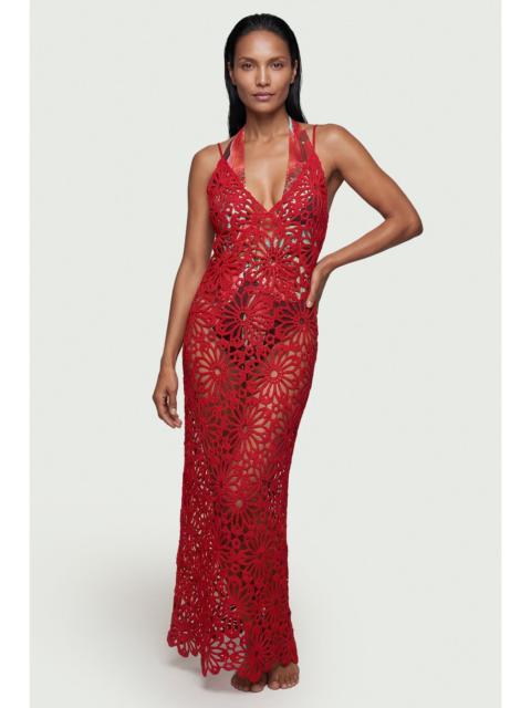 KAREN MILLEN Floral Crochet Woven Beach Maxi Dress