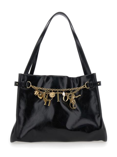 Chloé Chloé Women Black Shoulder Bag With Metallic Charms And Chain Details In Leather Woman