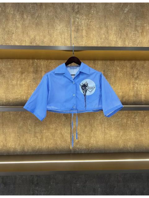 Prada Prada logo-print cotton-poplin cropped shirt