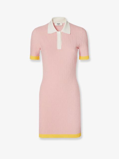 FENDI Fendi Cotton And Silk Blend Short Dress With All-Over Ff Motif