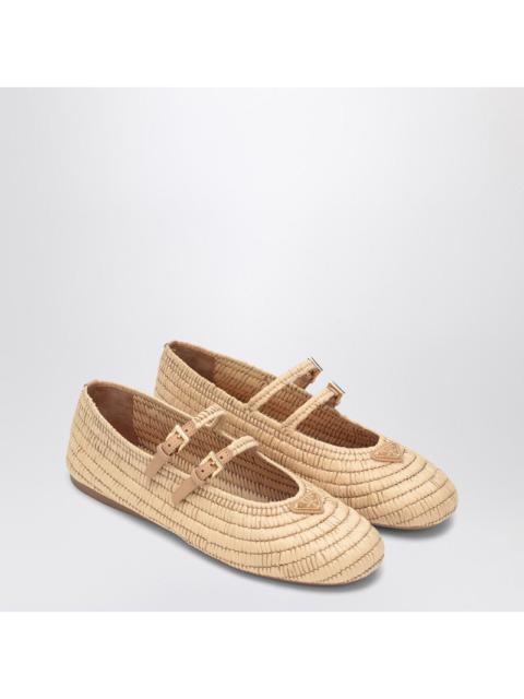 Prada Ballet Flats Beige In Crochet With Logo Women