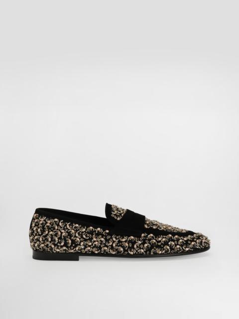Dolce & Gabbana Suede slipper with embroidery
