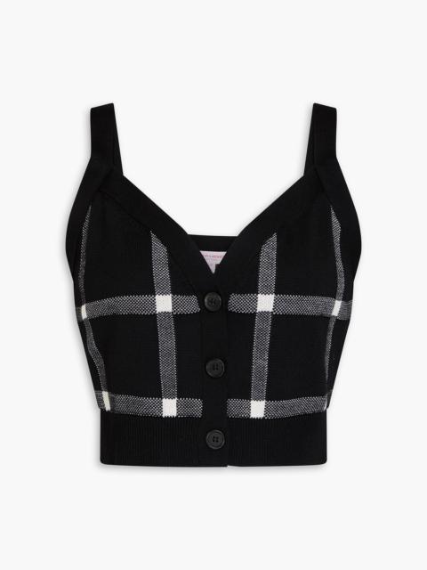 CAROLINA HERRERA Cropped checked wool-blend top